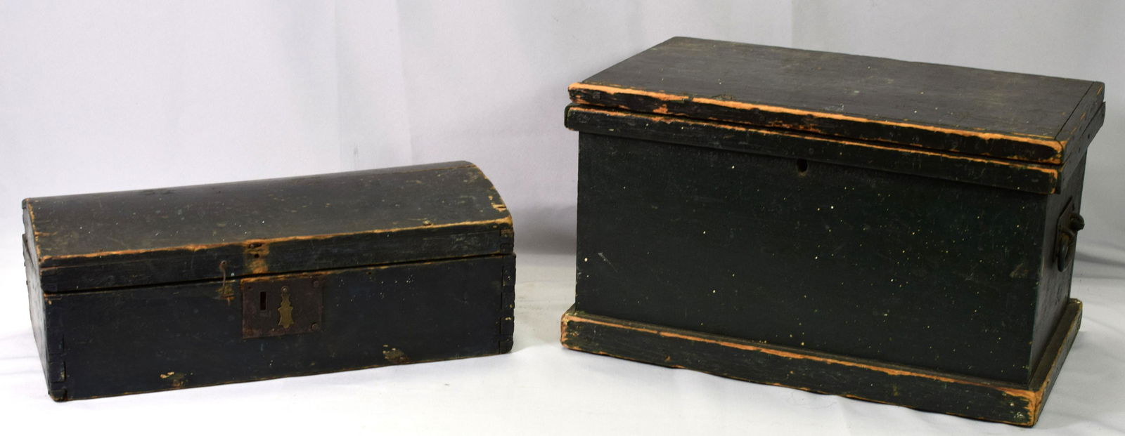 TWO EARLY WOODEN DOCU MENT BOXES (1 of 6)