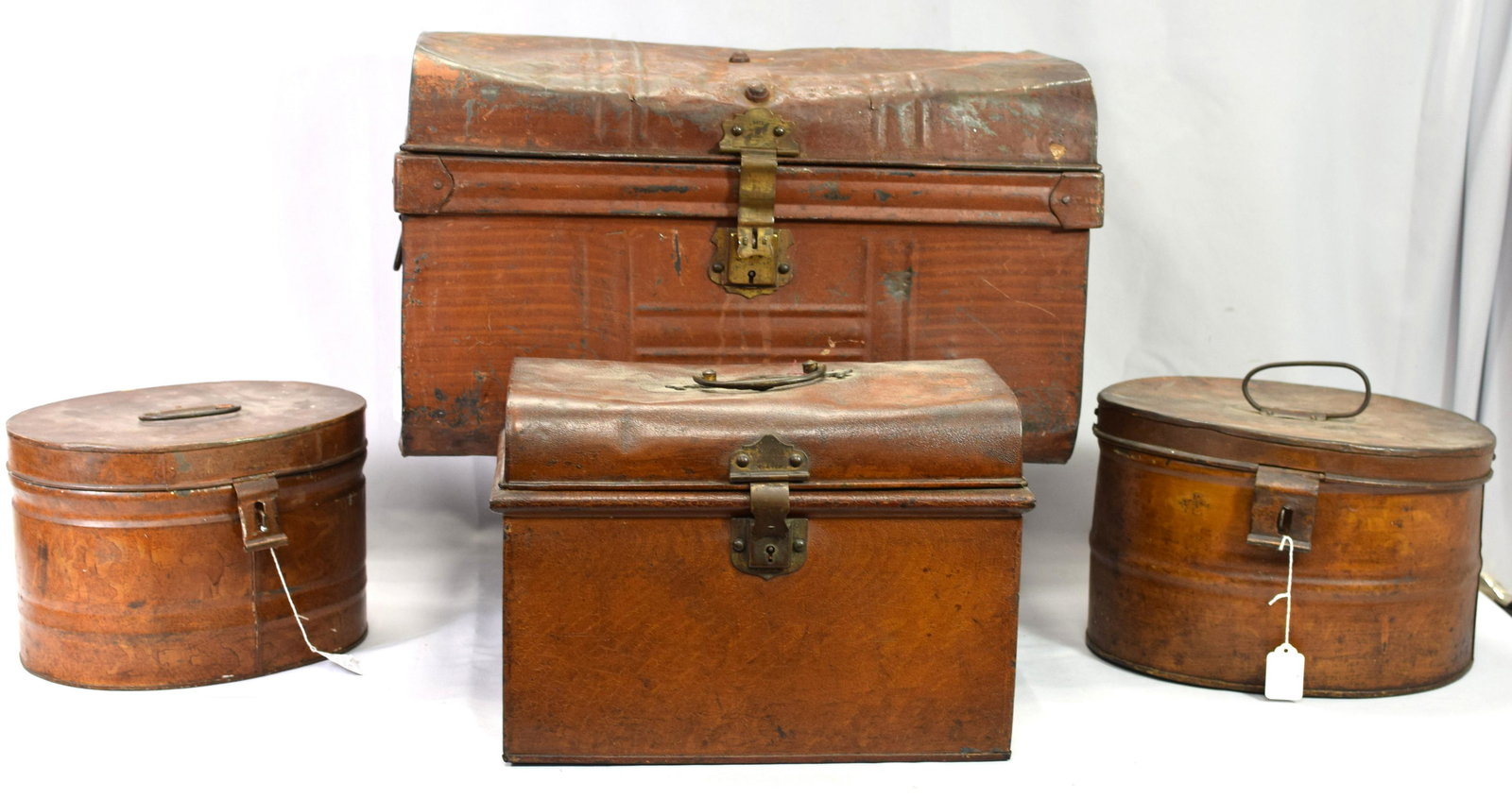 (on-4) FAUX SPONGE & GRAIN PAINTED STORAGE BOXES (1 of 2)