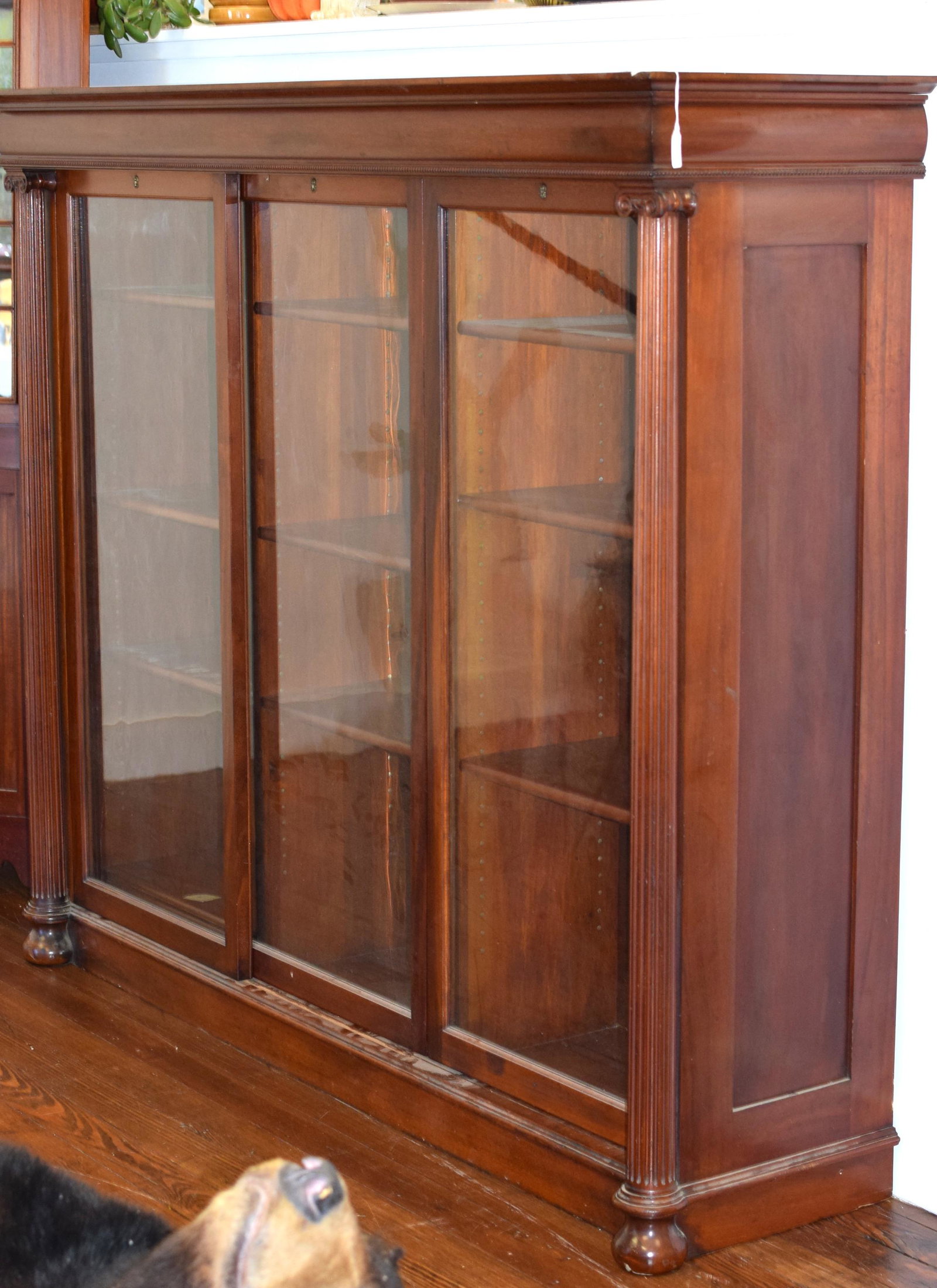 EMPIRE STYLE 3 DOOR MAHOGANY BOOKCASE (1 of 4)