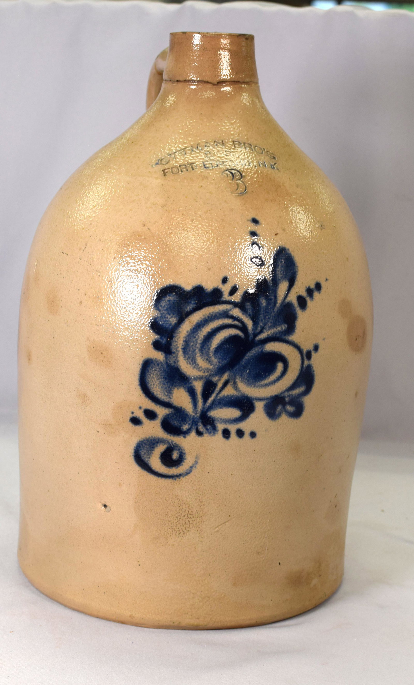 3 GALLON OTTOMAN BROS FORT EDWARD STONEWARE JUG (1 of 5)