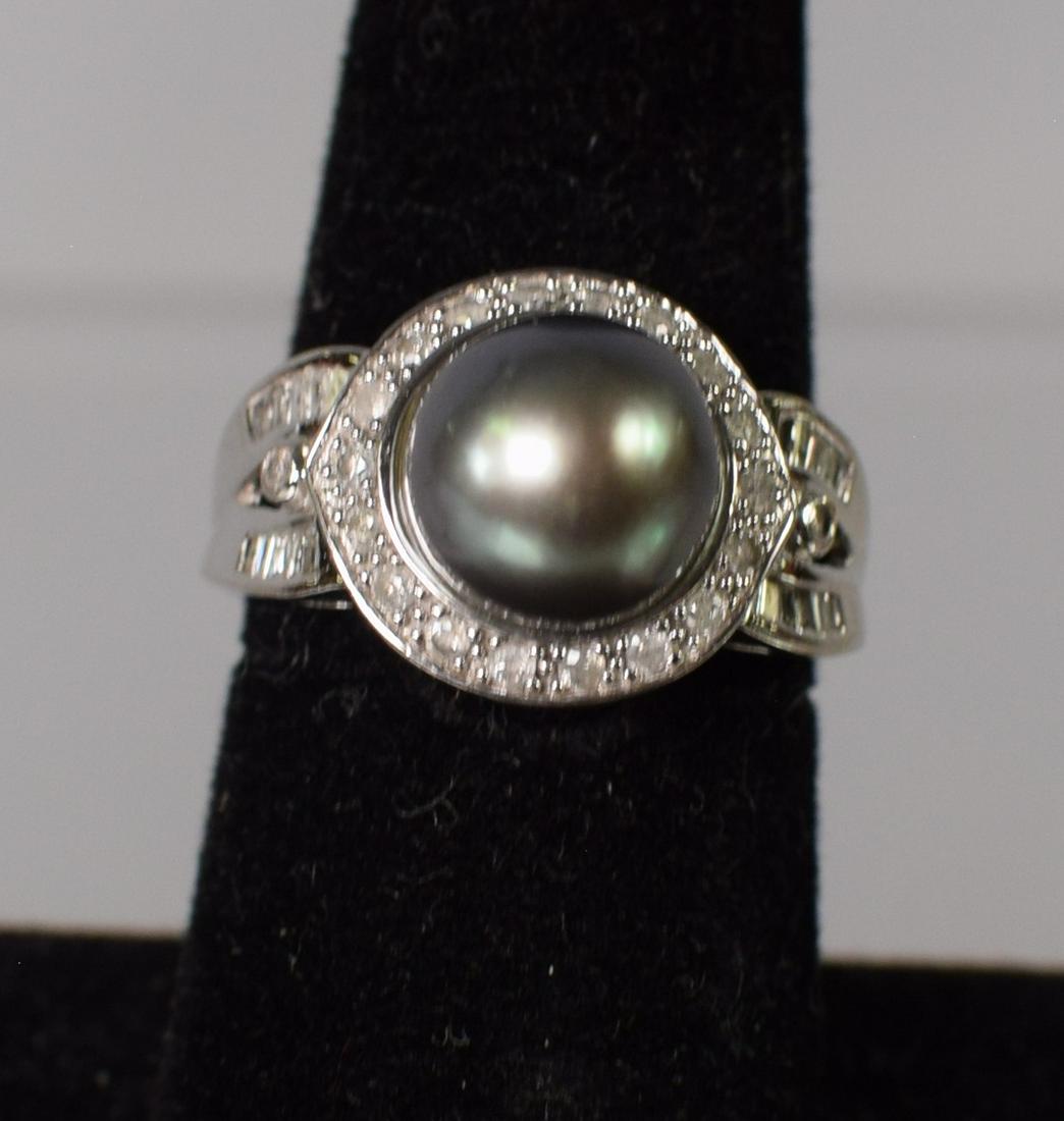 14KT WHITE GOLD & BLACK TAHITIAN PEARL & DIAMOND (1 of 4)