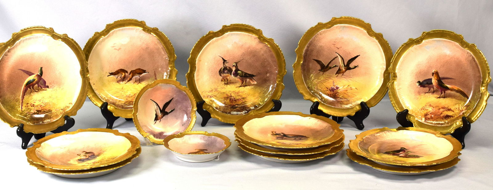 (on-14) LIMOGES HAND PAINTED PORCELAIN GAME SET (1 of 7)