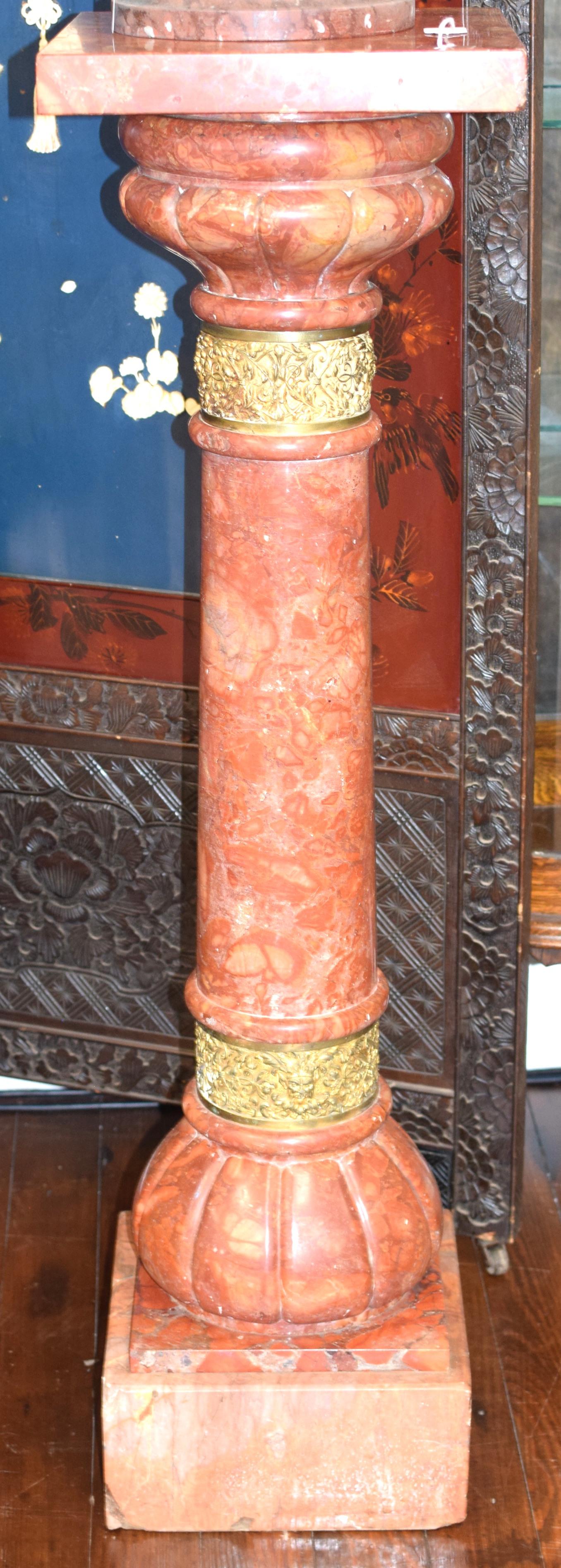 19TH RED MARBLE & BRONZE PEDESTAL (1 of 5)