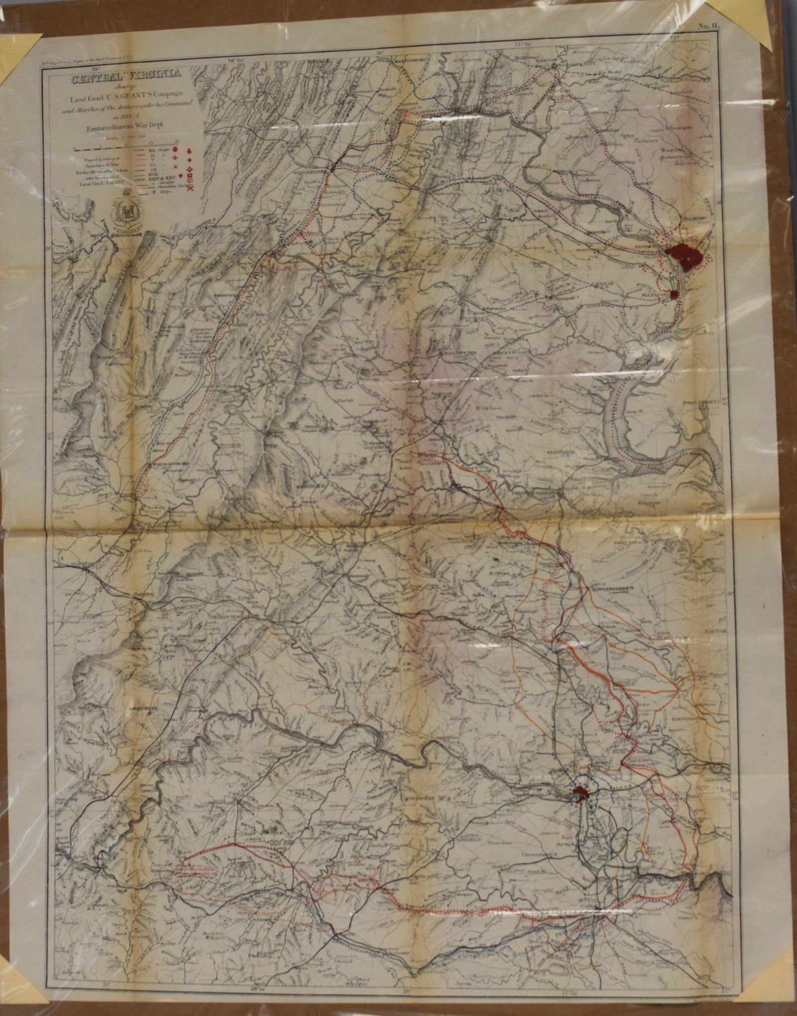 1866 CENTRAL VIRGINIA U.S. GRANT'S CAMPAIGN MAP (1 of 3)
