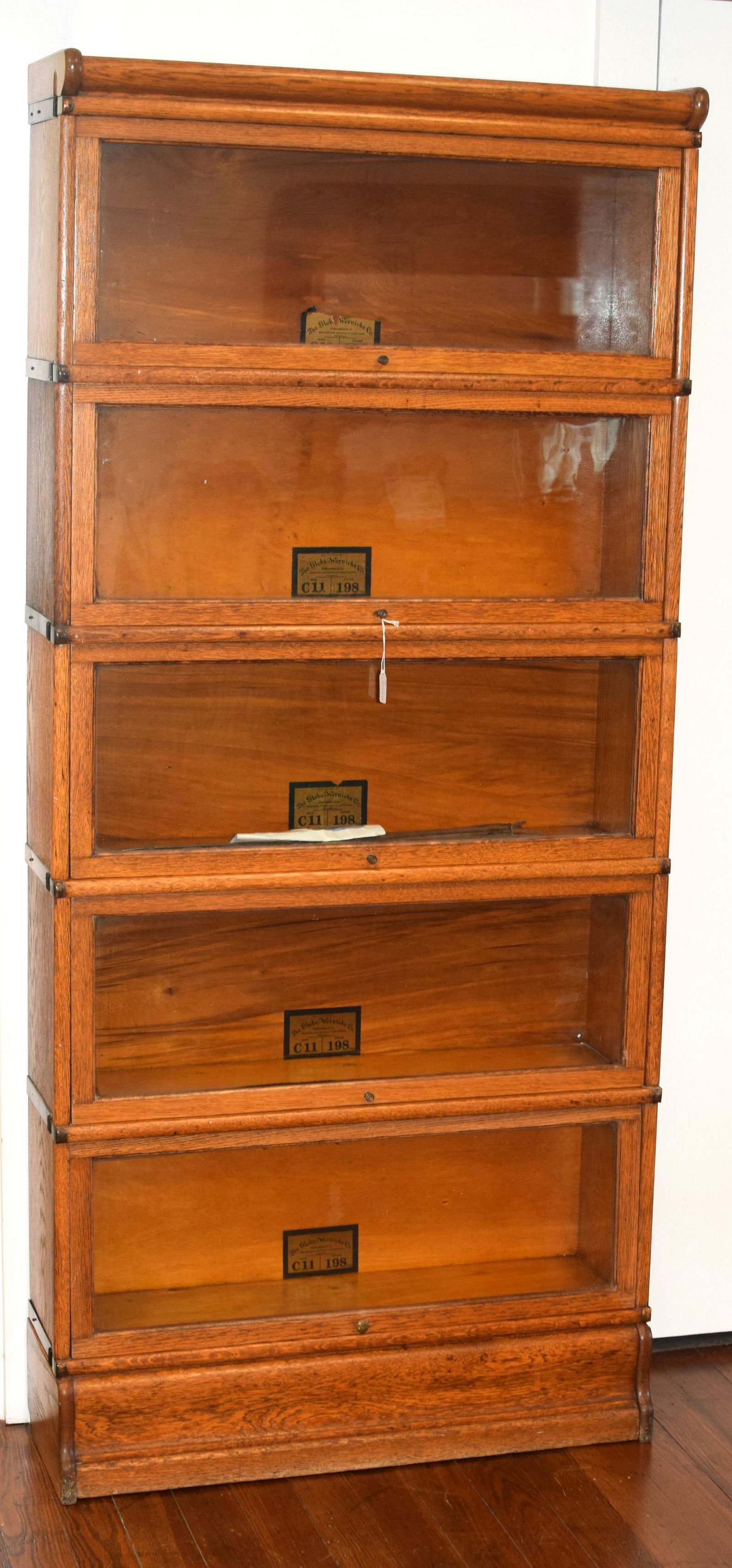 OAK GLOBE WERNIEKE CO. 5 STACK BANNISTER BOOKCASE (1 of 4)