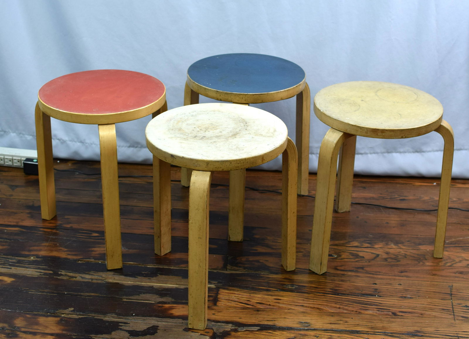 (On-4) ALVAR  AALTO L-LEG STACK STOOLS (1 of 2)