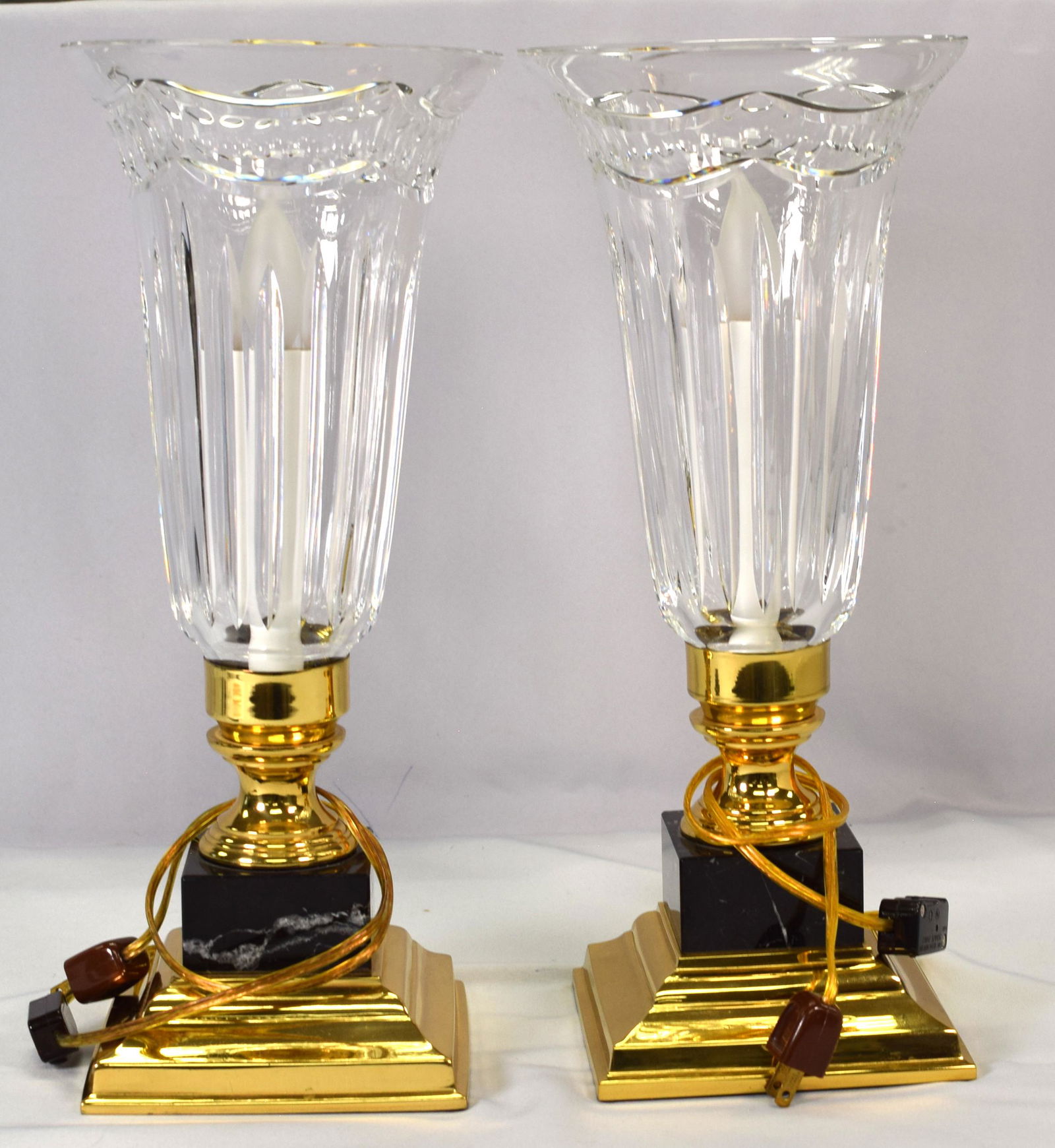 PAIR OF WATERFORD ELECTRIC HURRICANE LAMPS (1 of 1)