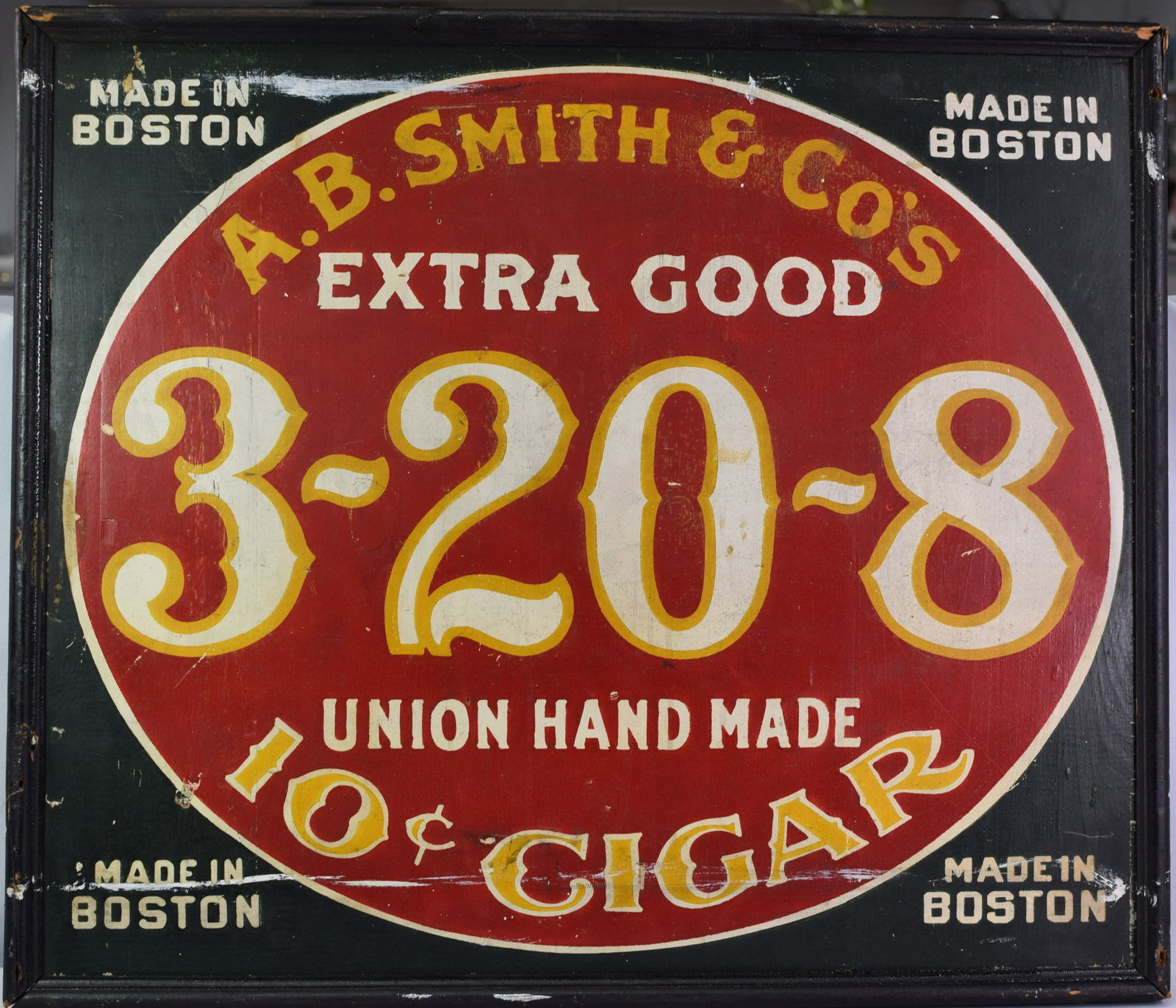 A. B. SMITH CIGARS BOSTON WOODEN ANTIQUE SIGN