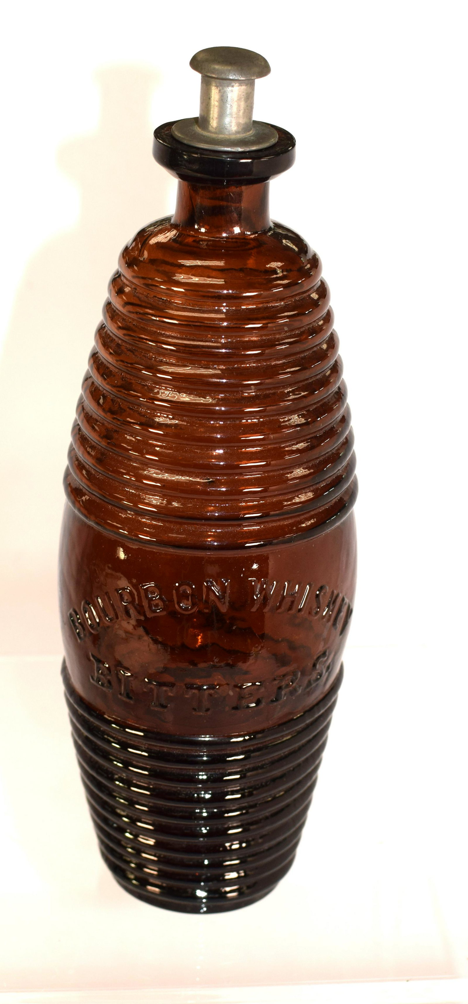 19TH GLASS BOURBON WHISKEY BOTTLE WITH STOPPER (1 of 7)