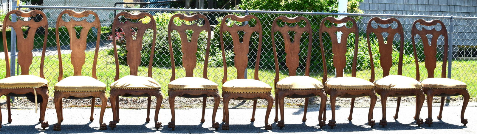 SET OF NINE 19TH CARVED DINNING ROOM CHAIRS (1 of 8)