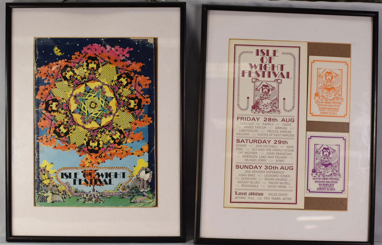 1970 ISLE OF WIGHT LOT HENDRIX, DOORS, THE WHO: 1970, a 50-page program featuring performers at the three-day Isle of Wight event including Jimi Hendrix, The Doors and The Who. The handbill is printed on white paper, showing the lineups forthree da