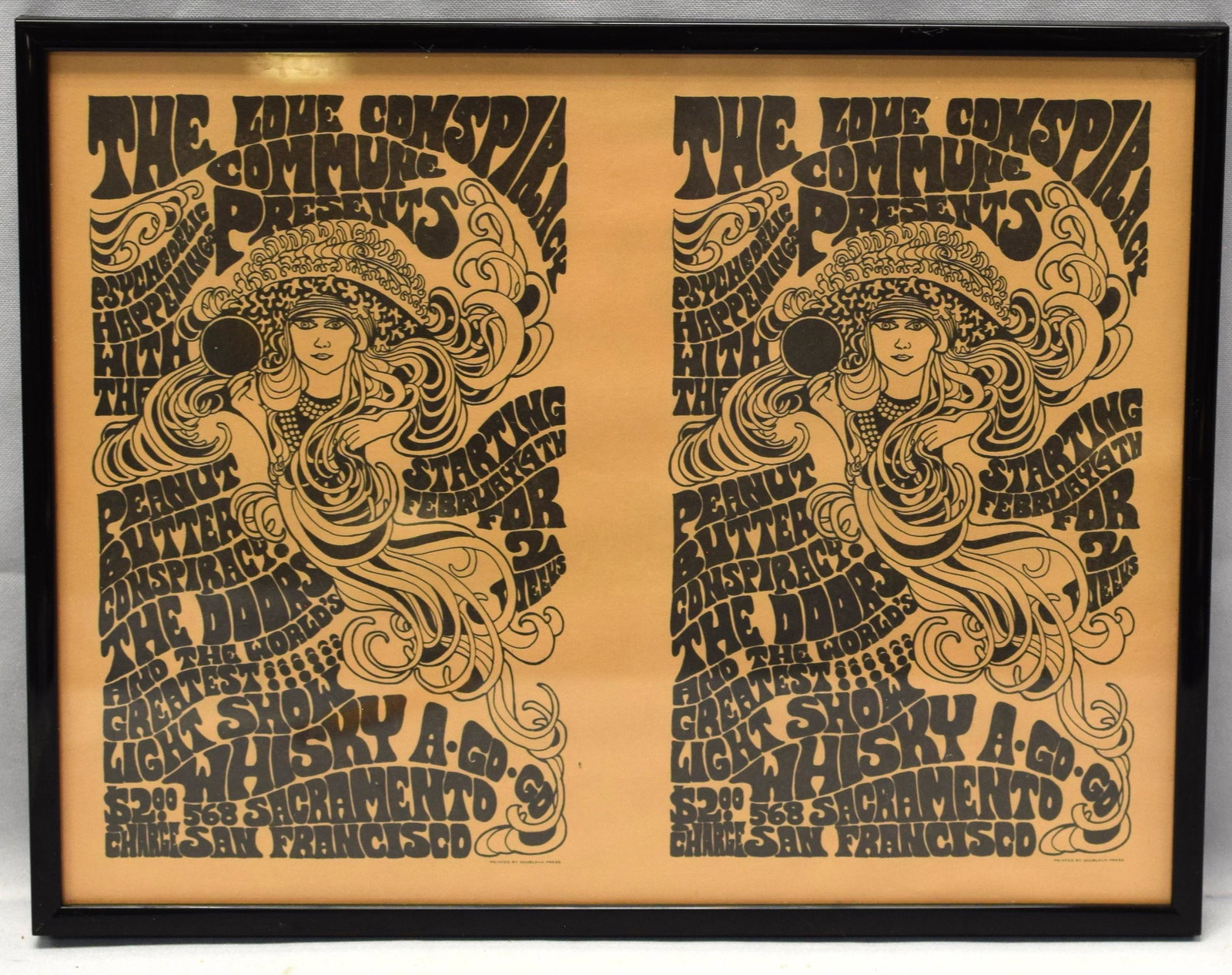 VERY RARE uncut Whisky a Go Go Doors handbill: These original uncut handbill was produced for a 2 week run of concerts at the Whisky a Go Go's San Francisco location. The Doors were just beginning to blossom into a musical force, having onlyplayed