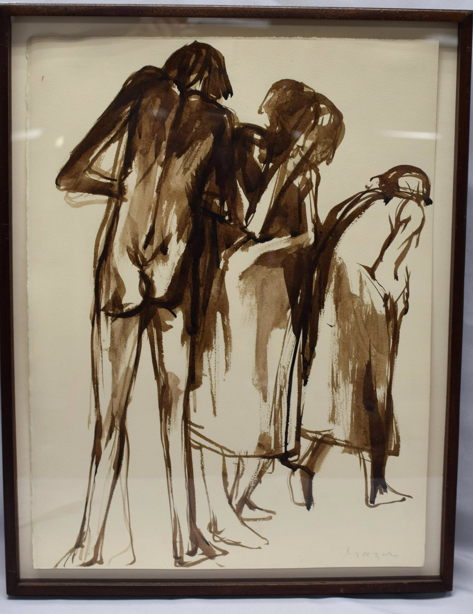 MICHEAL MAZUR THREE PEOPLE WATERCOLOR (1 of 3)