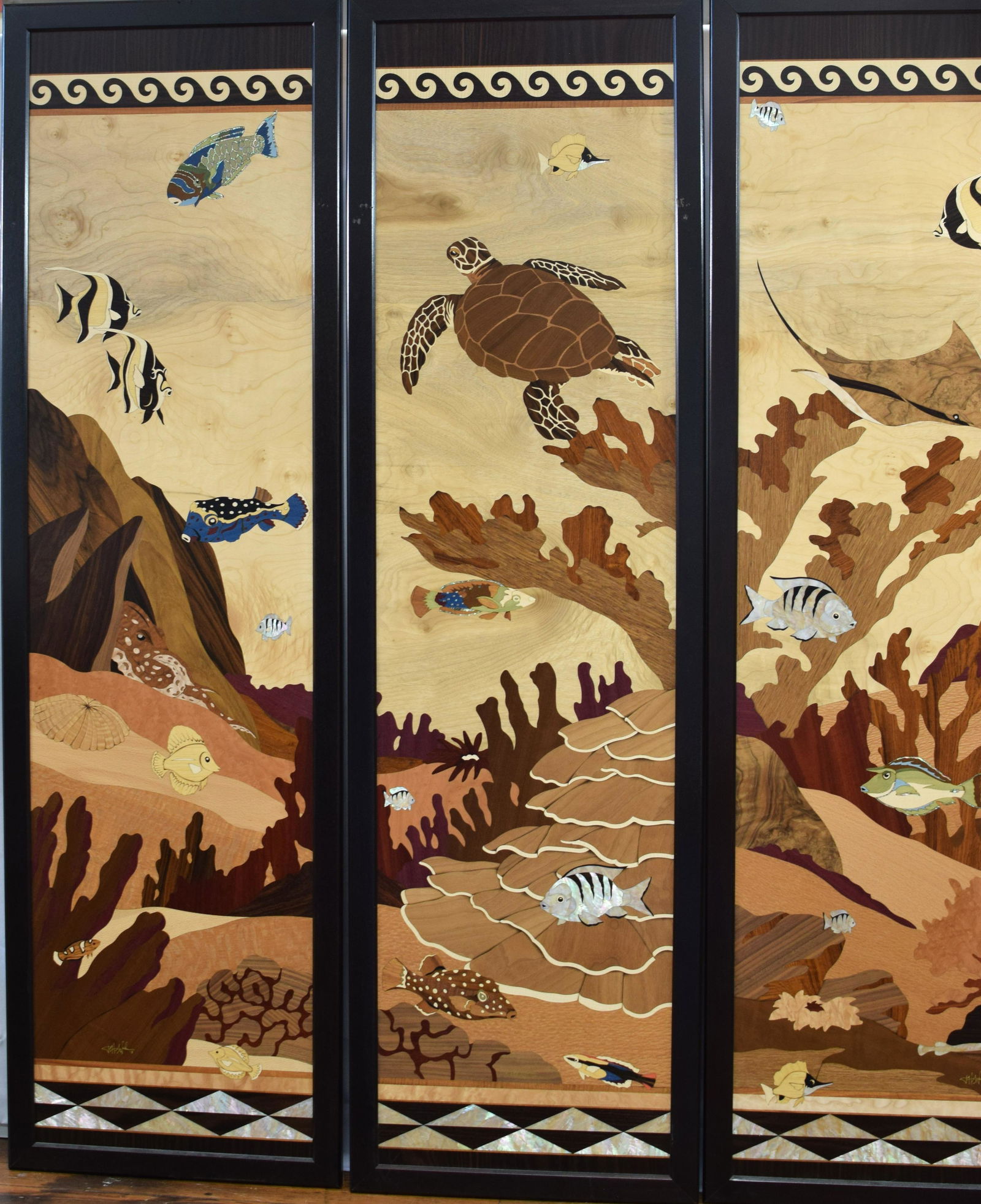 3 FINE MARGUETRY INLAID HUDSON RIVER PANELS (1 of 9)