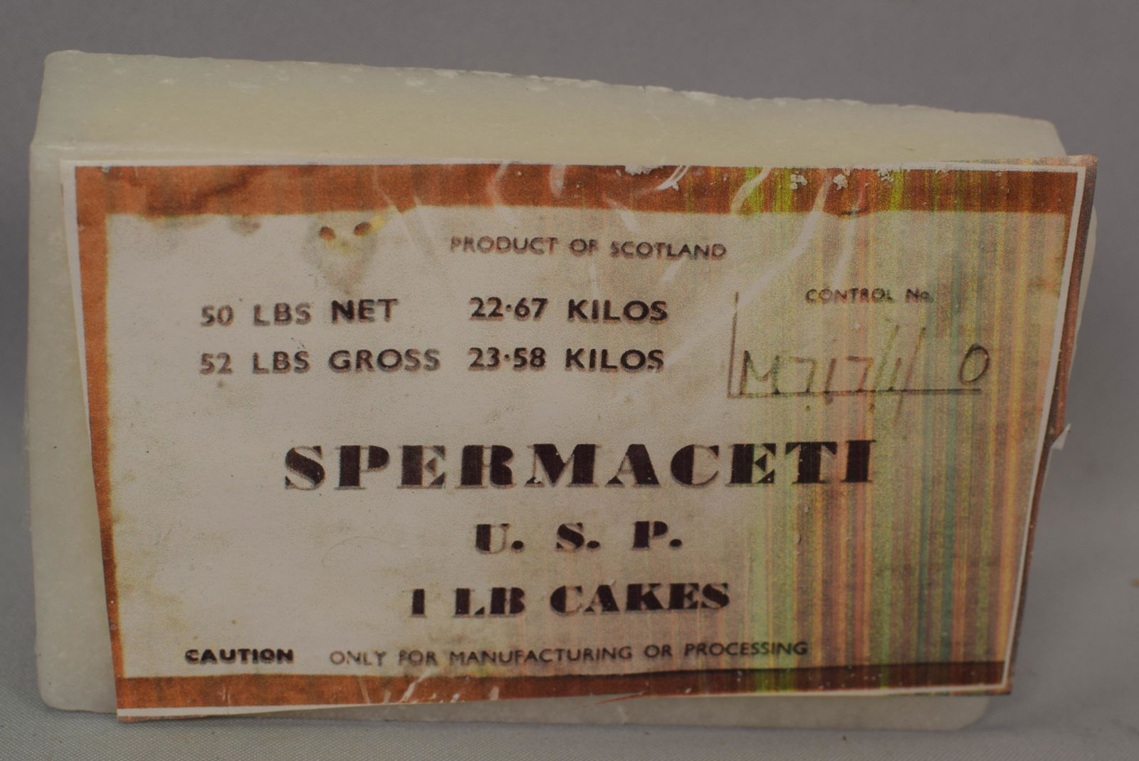 RARE WHALING SPERMACETI WAX ONE POUND BLOCK (0153C) on Dec 18, 2022