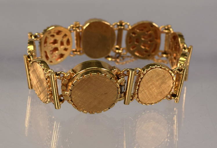 14k Yellow Gold Wrist Bracelet Watch