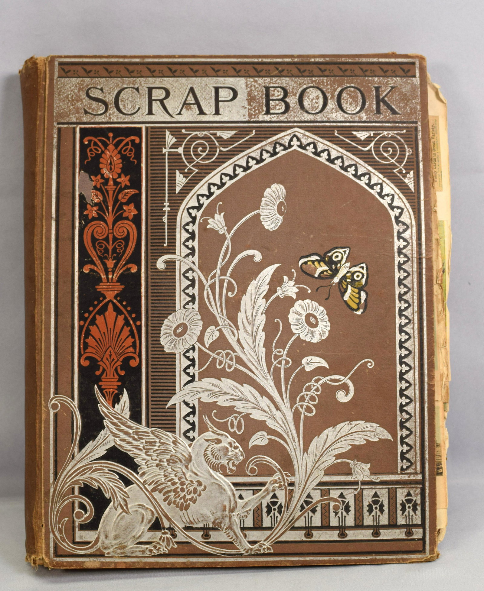 ESTATE 19TH ADVERTISING TRADE CARDS SCRAP BOOK: Ca late 19th and early 20th century scrap book with advertising trade cards. Untouch period estate trade card album or scrap book. Various advertising companies. Many products. Glue downtrade cards. S