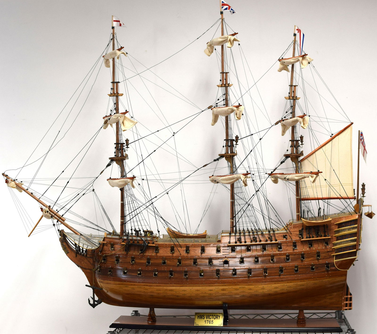 HMS VICTORY ADMIRAL NELSON'S SHIP MODEL: Large Historic 104-gun, ship model. The Royal Navy most famous Lord Nelson's flagship at the Battle of Trafalgar in 1805, in which the great hero fell. She continues to serve as flagship of theSecond