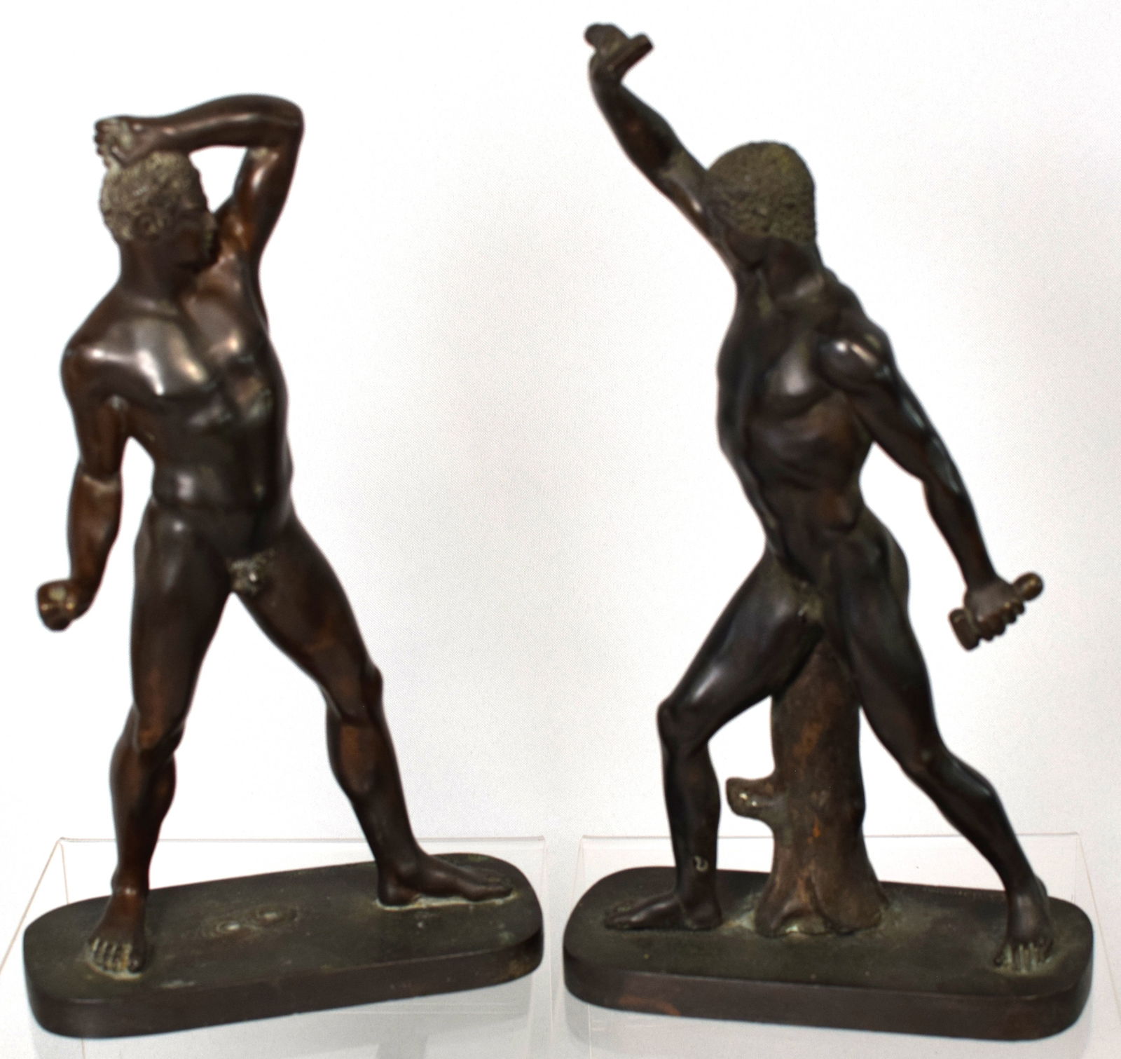 PAIR GIORGIO SOMMER NAPOLI BRONZES: Both signed G. Sommer Napoli. Giorgio Sommer (1834 - 1914) is known for Sculpture. Askart. Two Italian bronze models of athletes or nudes. One 10 1/2 inches x 5 1/2 long x 2 1/2 deep. Shipping 4pounds