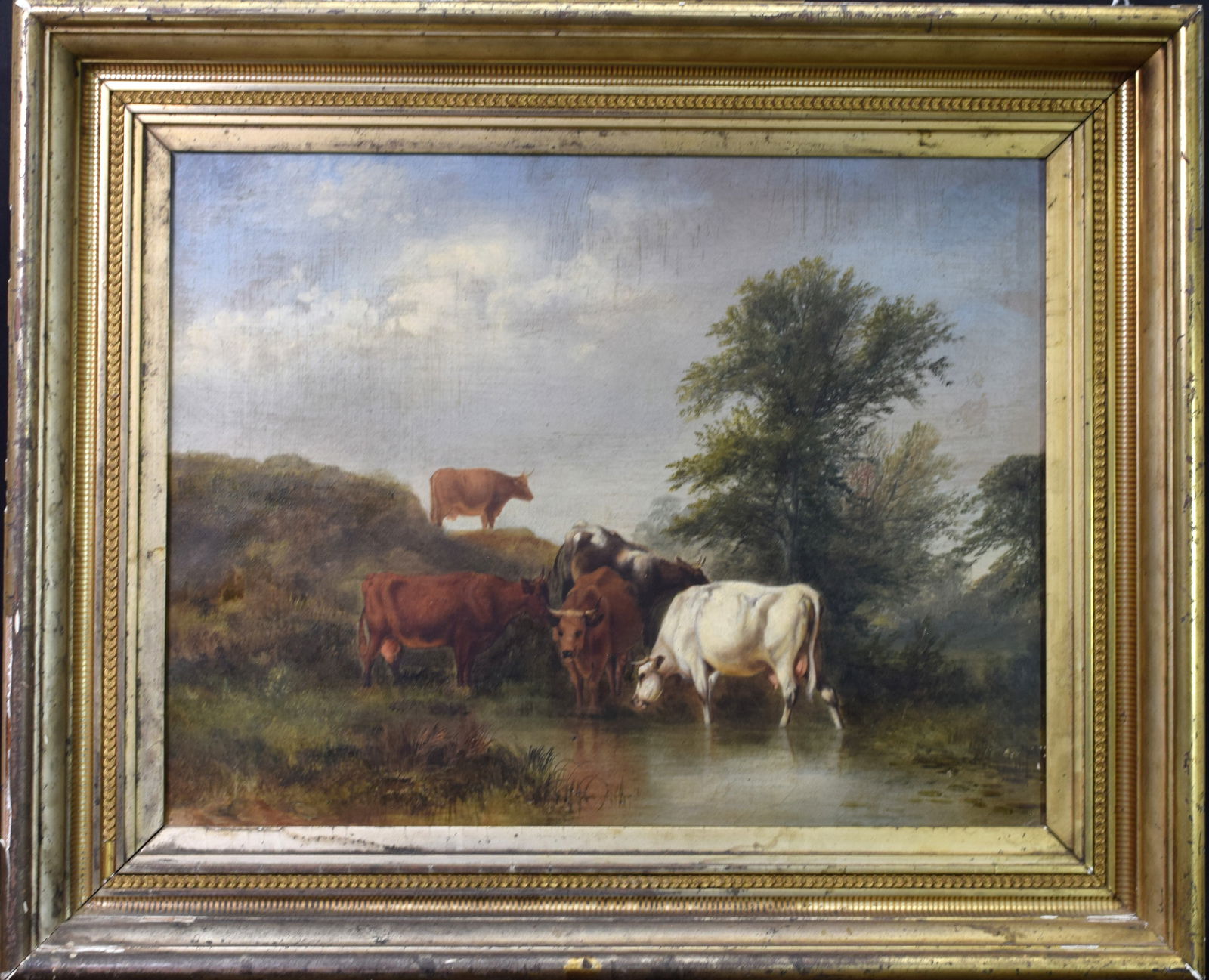 19TH C OIL PAINTING COWS (1 of 6)