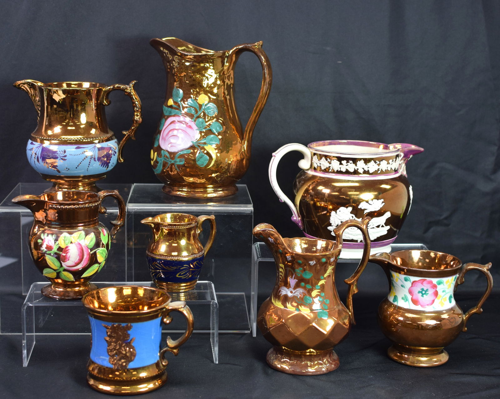 ANTIQUE COPPER LUSTERWARE PORCELAIN PIECES (1 of 9)