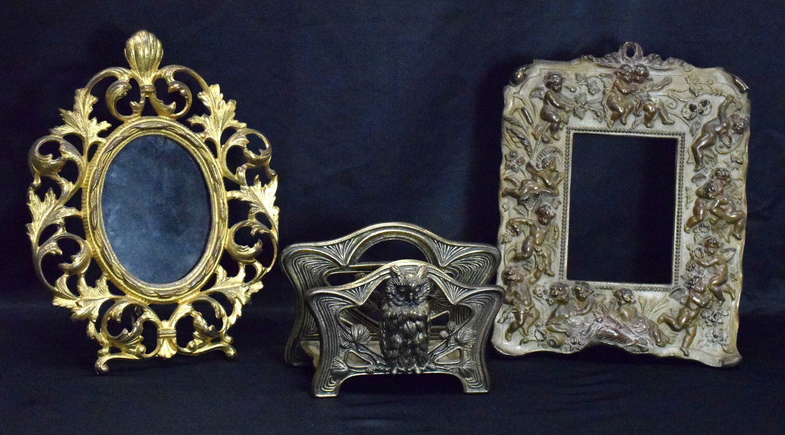 ANTIQUE BRASS FRAMES & BRASS LETTER HOLDER (1 of 12)