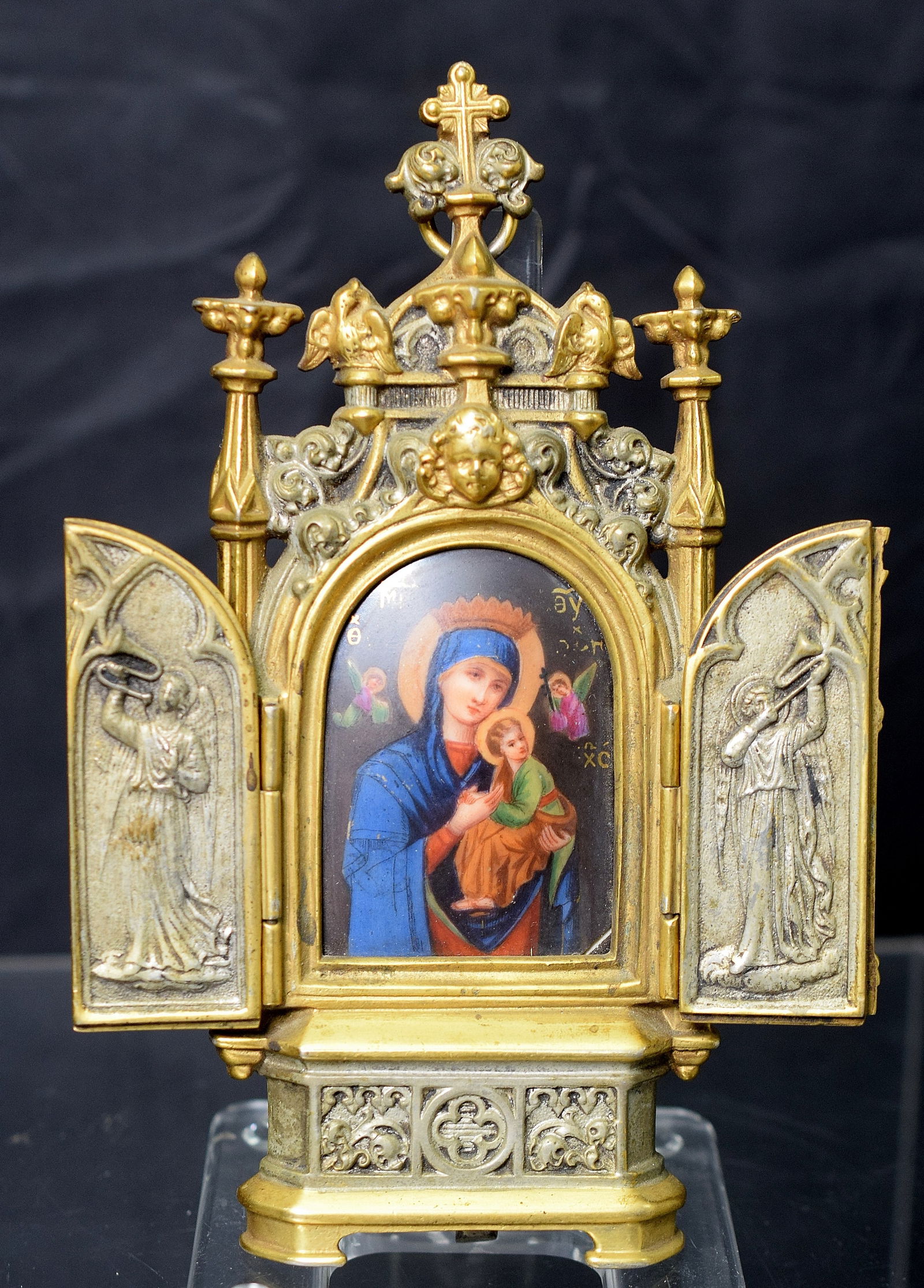 MADONNA & CHILD CONTINENTAL BRASS TABERNACLE FRAME (1 of 10)