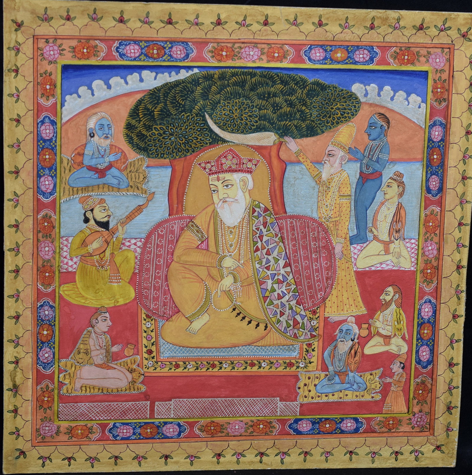 INDIAN SIKH SCHOOL MINIATURE PAINTING OF SIKH GURU (1 of 6)