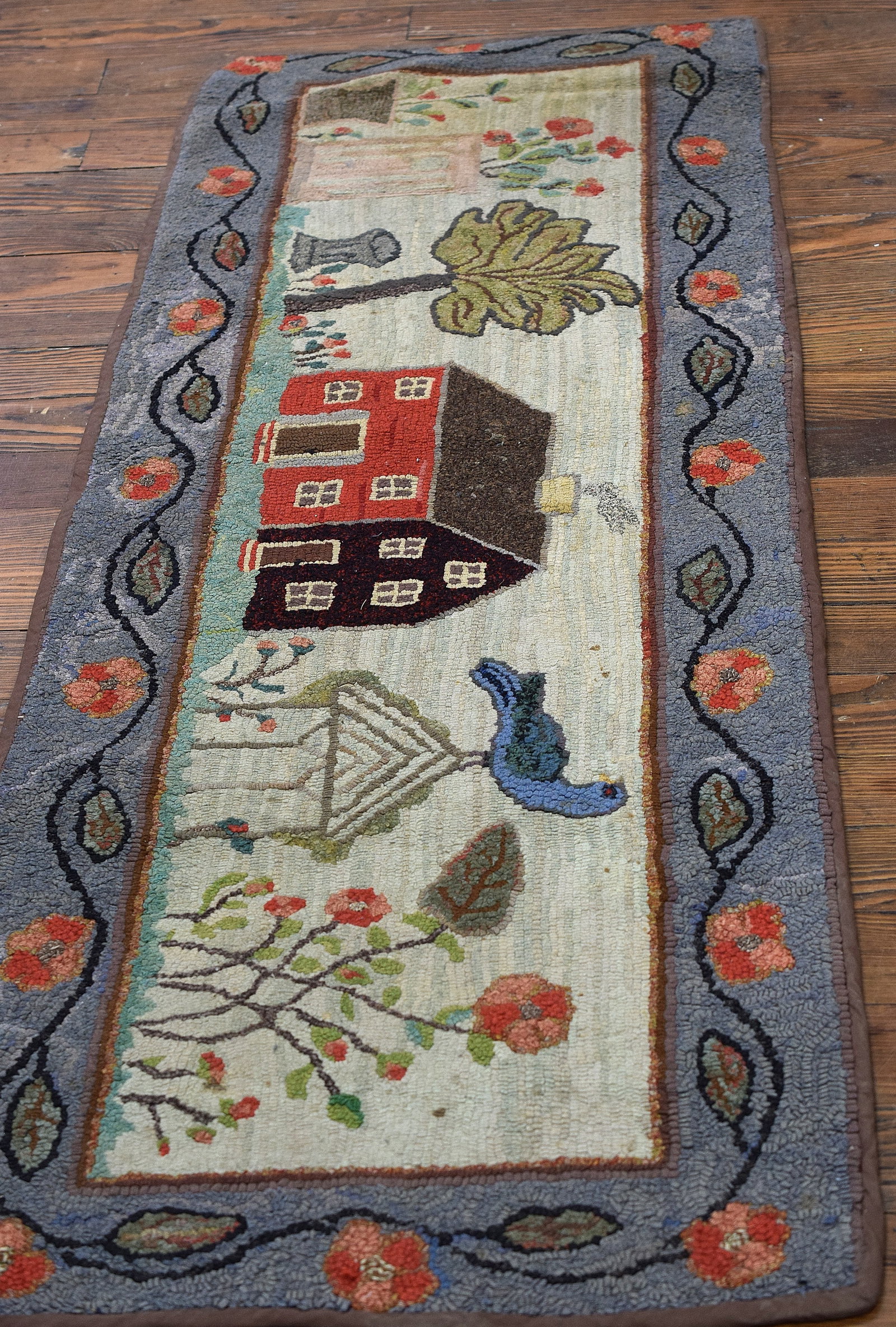 MILDRED SMITH FOLK ART HOOK RUG (1 of 8)