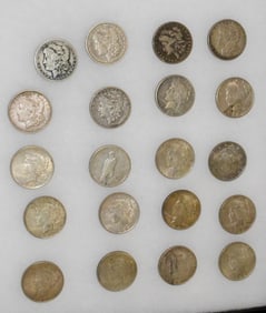 20 US MORGAN & PEACE SILVER DOLLARS