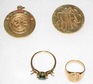 (4) ASSEMBLED 14K GOLD JEWELRY