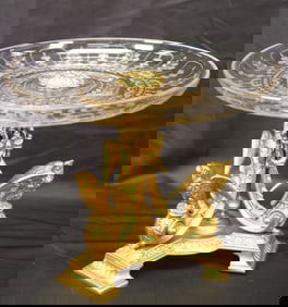 FRENCH EMPIRE STYLE BRONZE & GLASS CENTERPIECE