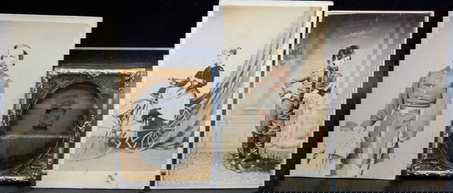 CIVIL WAR SOLDIER DAGUERREOTYPE, 3 CDV PHOTOS