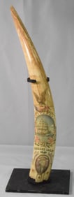 MANNER OF FINNEY PICTORIAL SCRIMSHAW WALRUS TUSK
