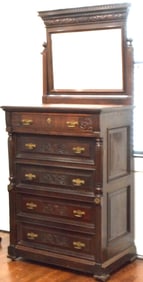 19TH VICTORIAN SIDELOCK CHEST WITH MIRROR TOP