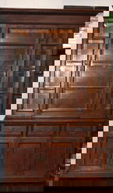 LARGE OAK STEPBACK BOOKCASE CUPBOARD