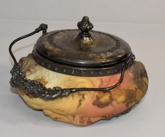 MT WASHINGTON ART GLASS BISCUIT JAR