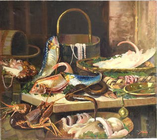 LARGE OIL PAINTING B NUNZIO VAYANA