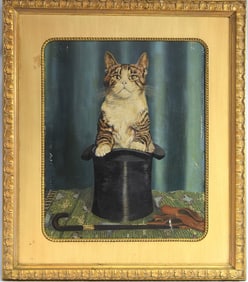 CAT IN THE HAT OIL PAINTING ON BOARD
