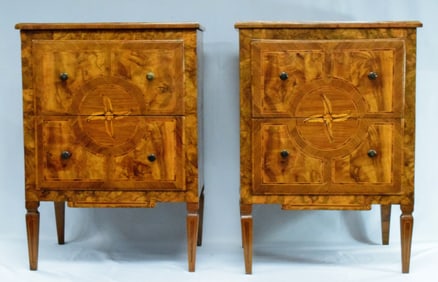 PAIR  ITALIAN NEOCLASSICAL MARQUETRY NIGHT STANDS