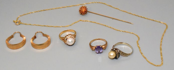 (6) ASSEMBLED VARIOUS GOLD JEWELRY PIECES
