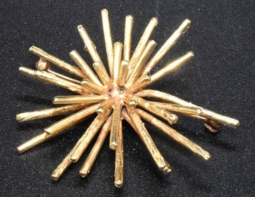 14K GOLD MODERNIST STARBURST PIN