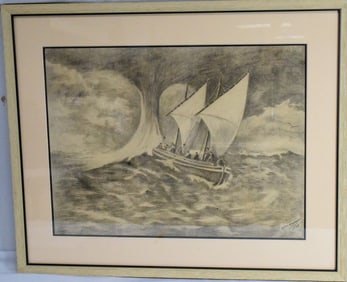 OTTO FISCHER CHARCOAL PENCIL DRAWING