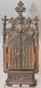 MINIATURE BRONZE AND PORCELAIN TABERNACLE