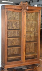 1890 OAK TWO DOOR BOOKCASE