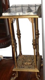 VICTORIAN BRASS AND MARBLE STAND