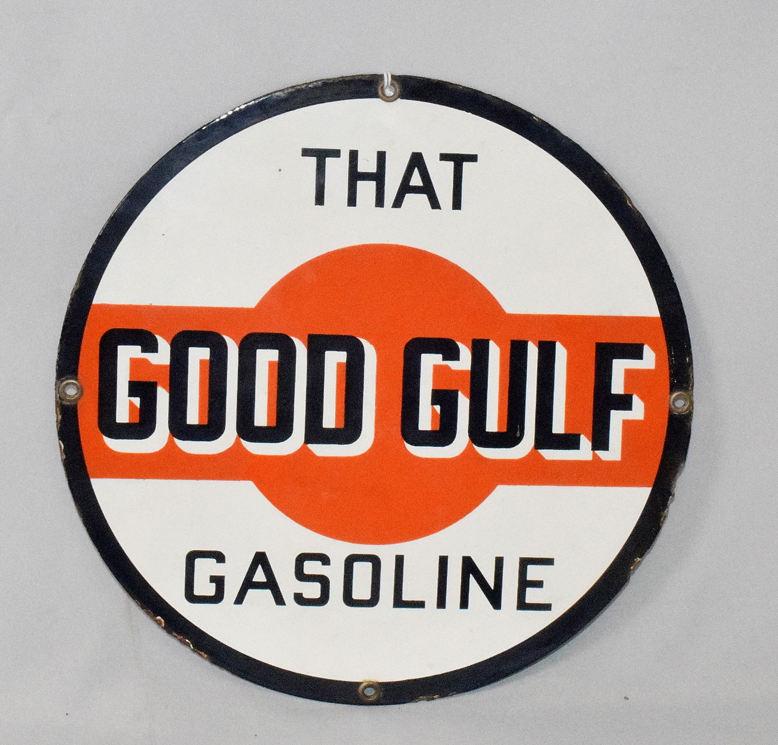 THAT GOOD GULF GASOLINE PORCELAIN PUMP PLATE SIGN (1 of 5)