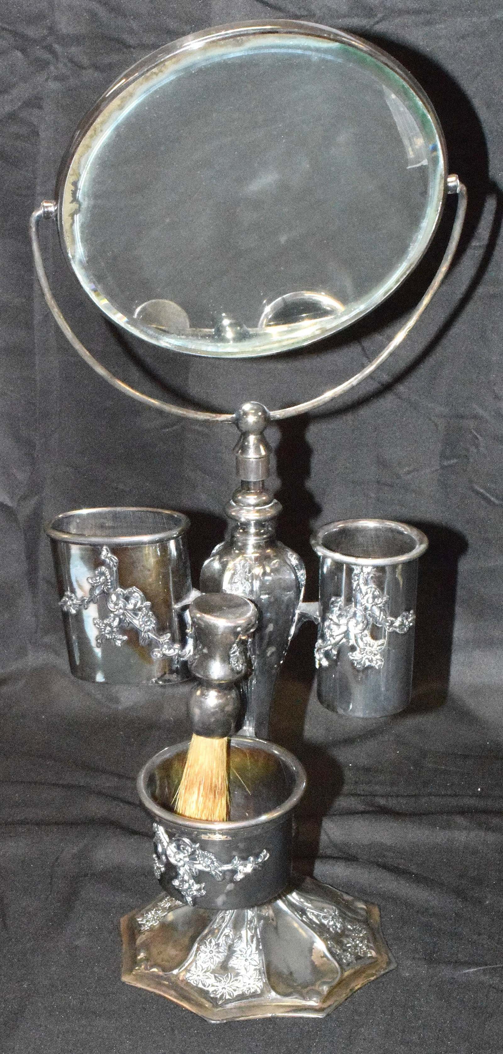 F.B. ROGERS SILVER PLATE SHAVING STAND (1 of 2)