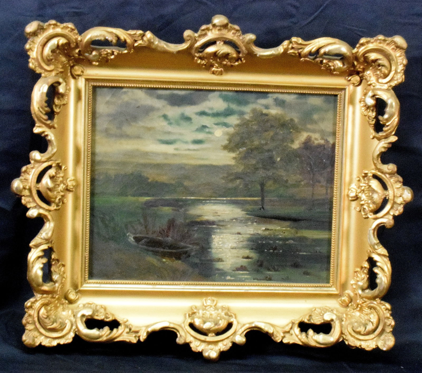 19TH AMERICAN SCHOOL MOONLIT INLET OIL PAINTING (1 of 5)