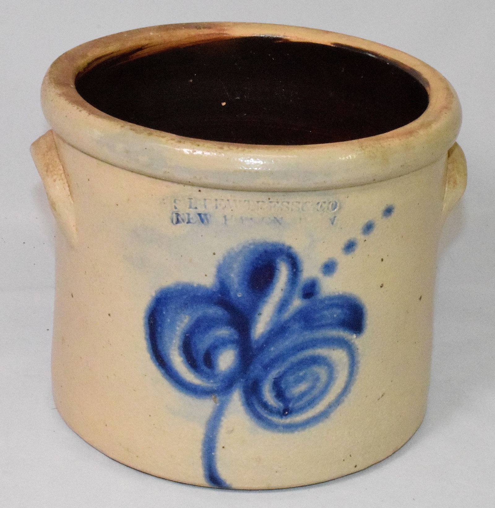 SL PEWTRESS & CO COBALT FLOWER STONEWARE CROCK (1 of 7)